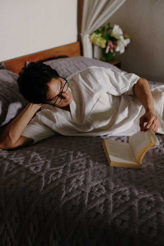 Ikkat Grey - Quilted Bed Spread Set