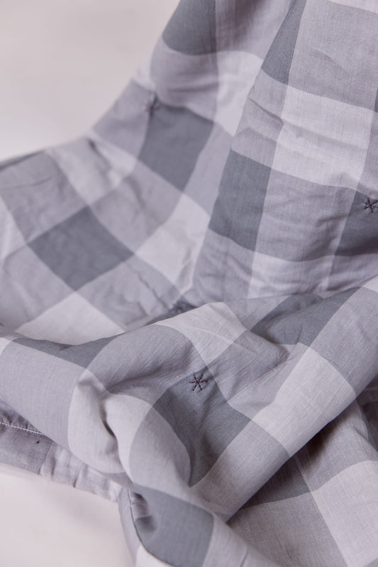 Charcoal Gingham - Sherpa Blanket