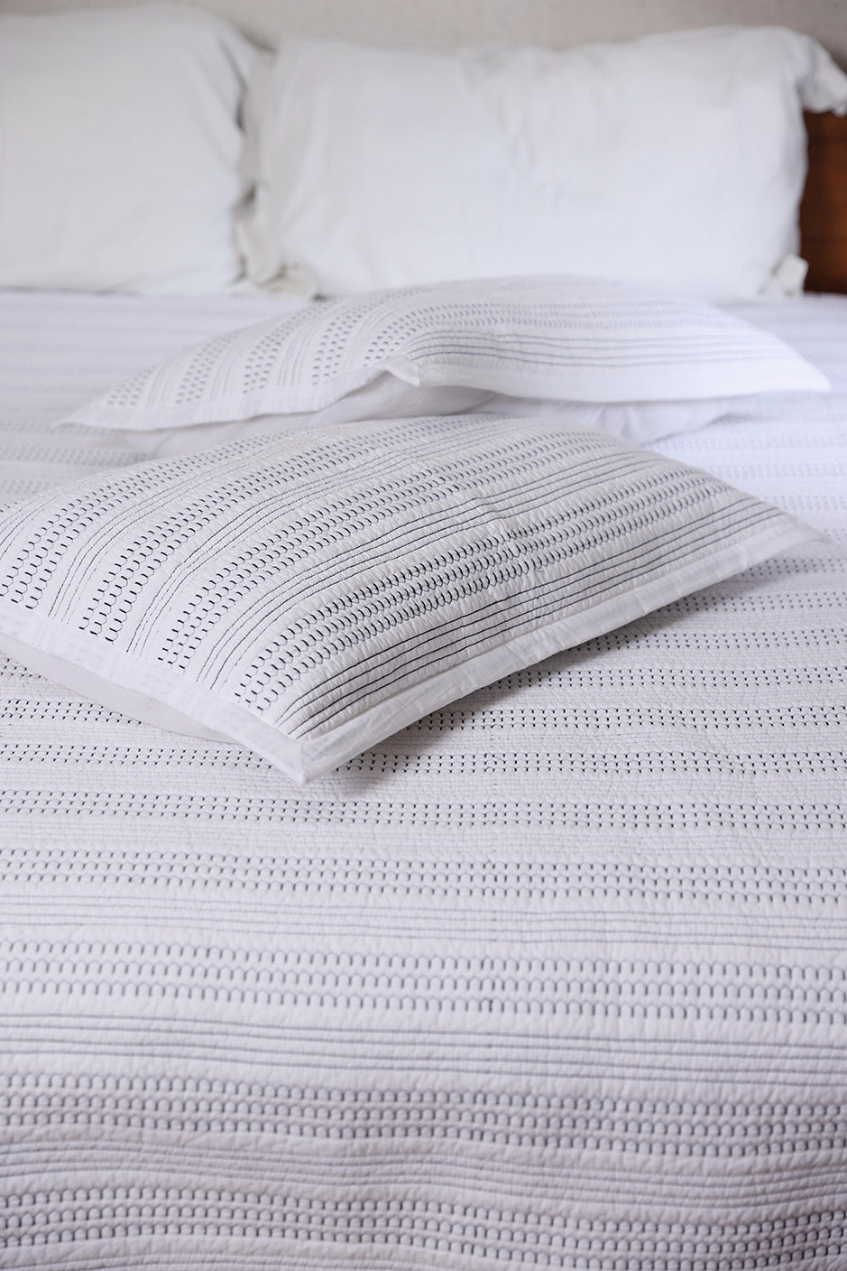 Blue Lines - Quilted Bed Spread Set