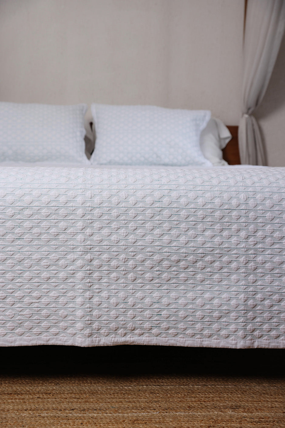 Tea Green Stitch - Quilted Bed Spread Set