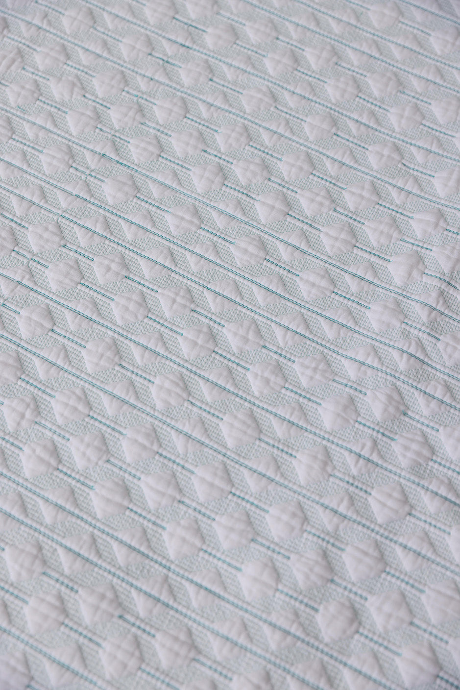 Tea Green Stitch - Quilted Bed Spread Set