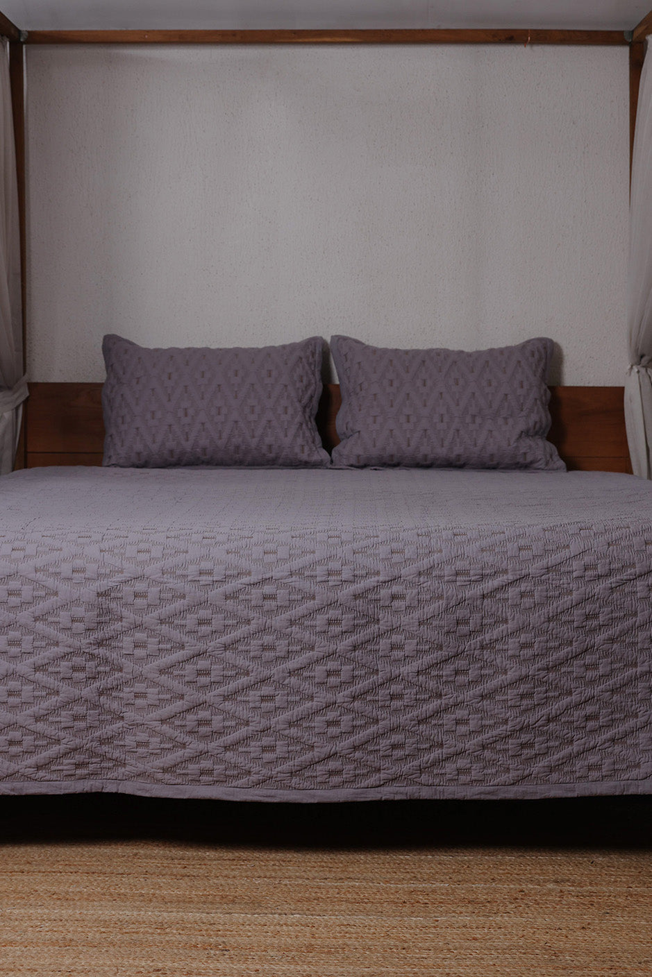 Ikkat Grey - Quilted Bed Spread Set