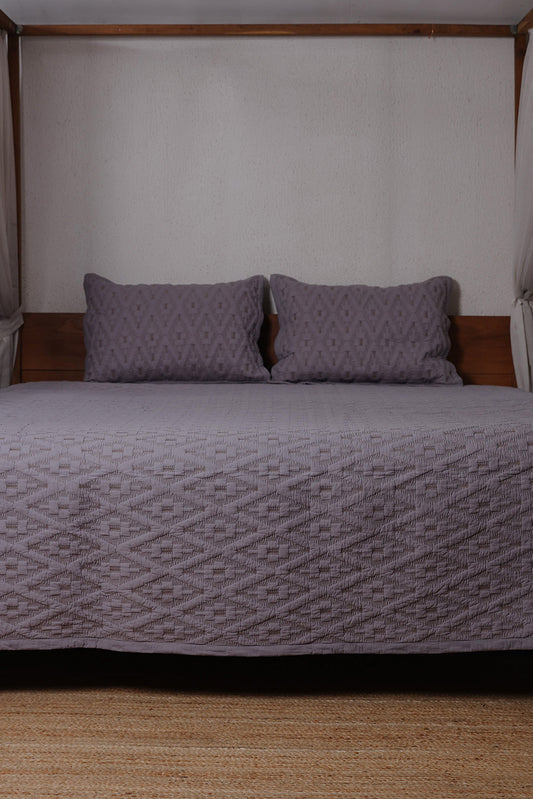 Ikkat Grey - Quilted Bed Spread Set
