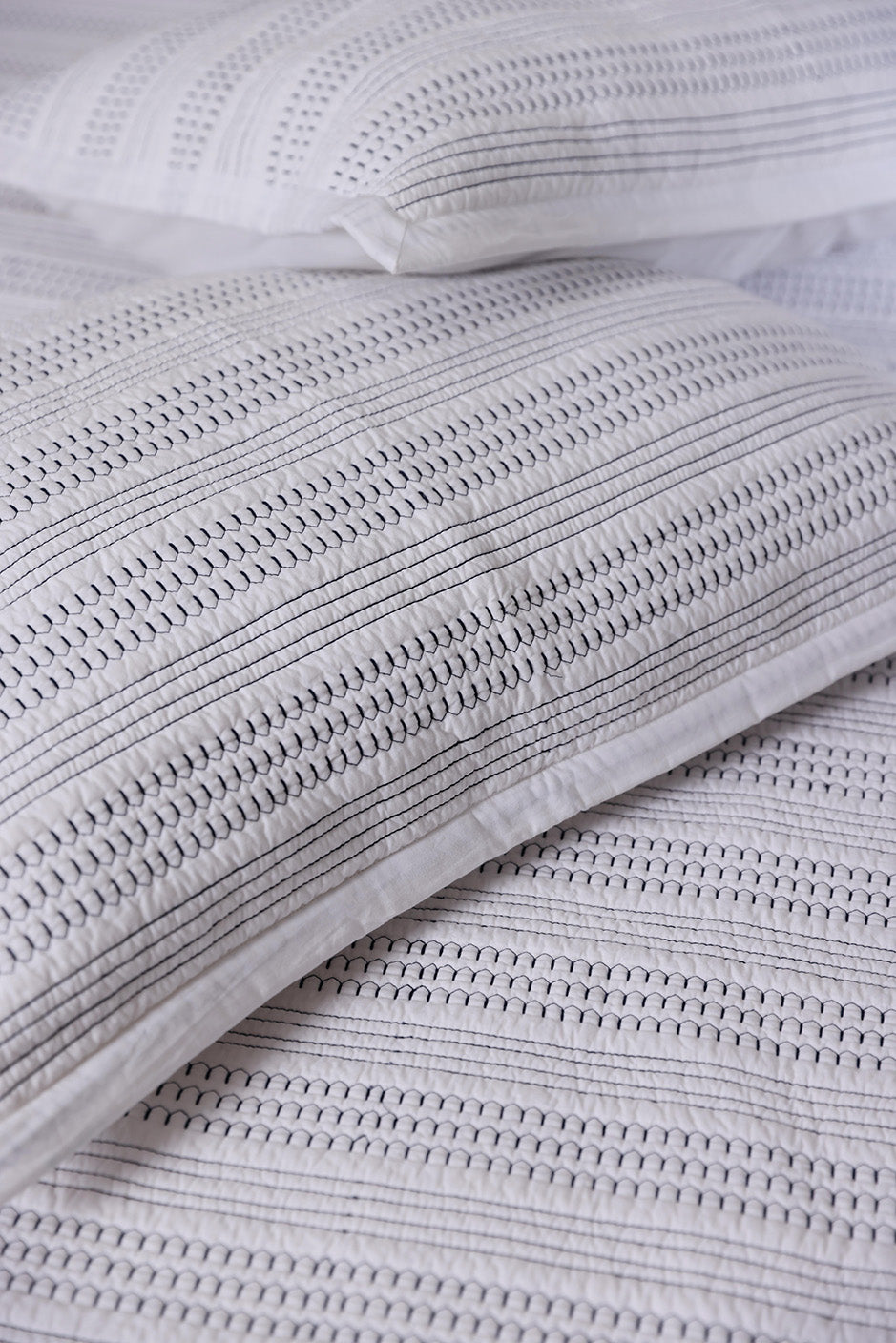 Blue Lines - Quilted Bed Spread Set